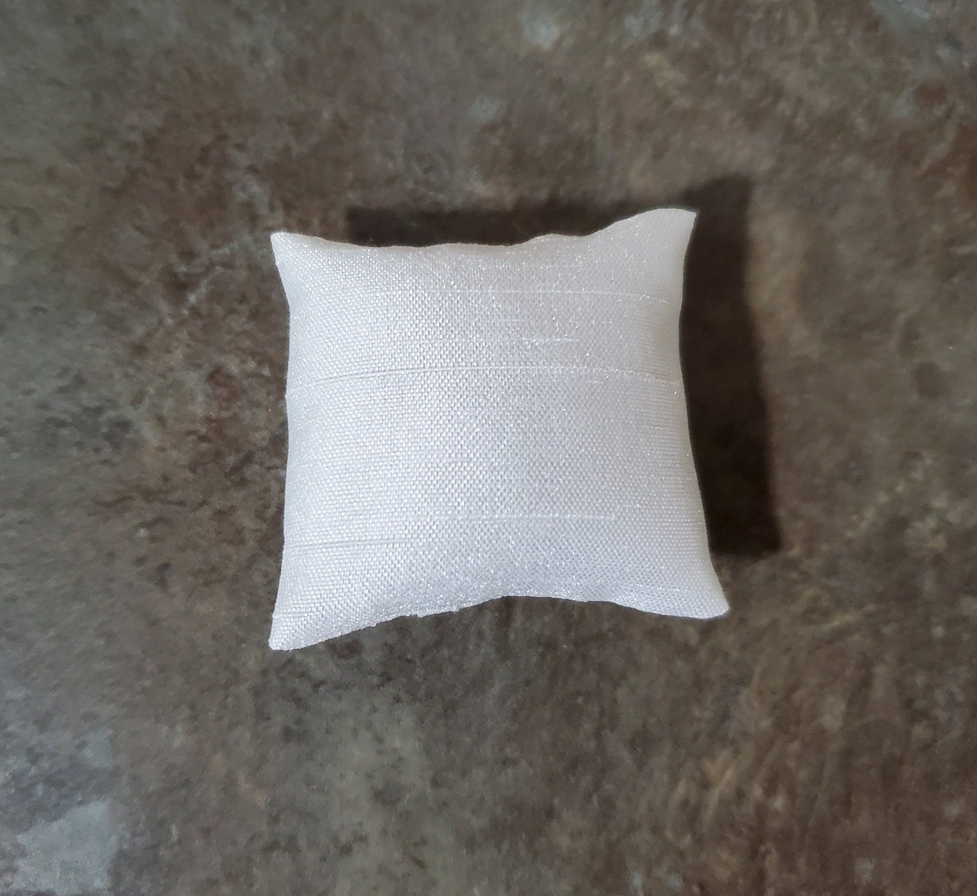 Dollhouse Square Pillow All White Handmade 1:12 Scale Miniature 1 1/2"