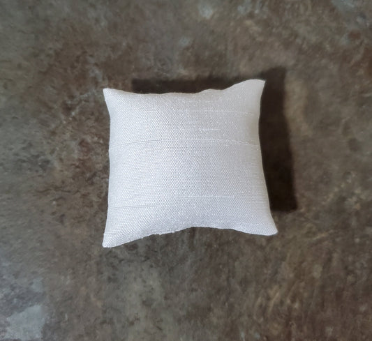 Dollhouse Square Pillow All White Handmade 1:12 Scale Miniature 1 1/2"