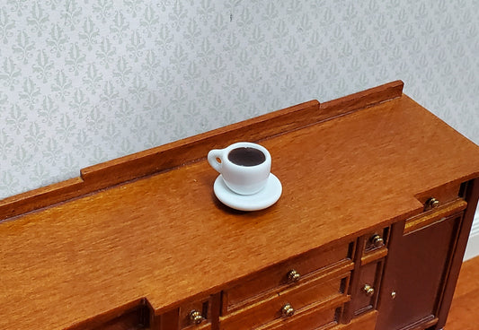Dollhouse Coffee Mug Cup with Saucer White Ceramic Large 1:12 Scale Miniature