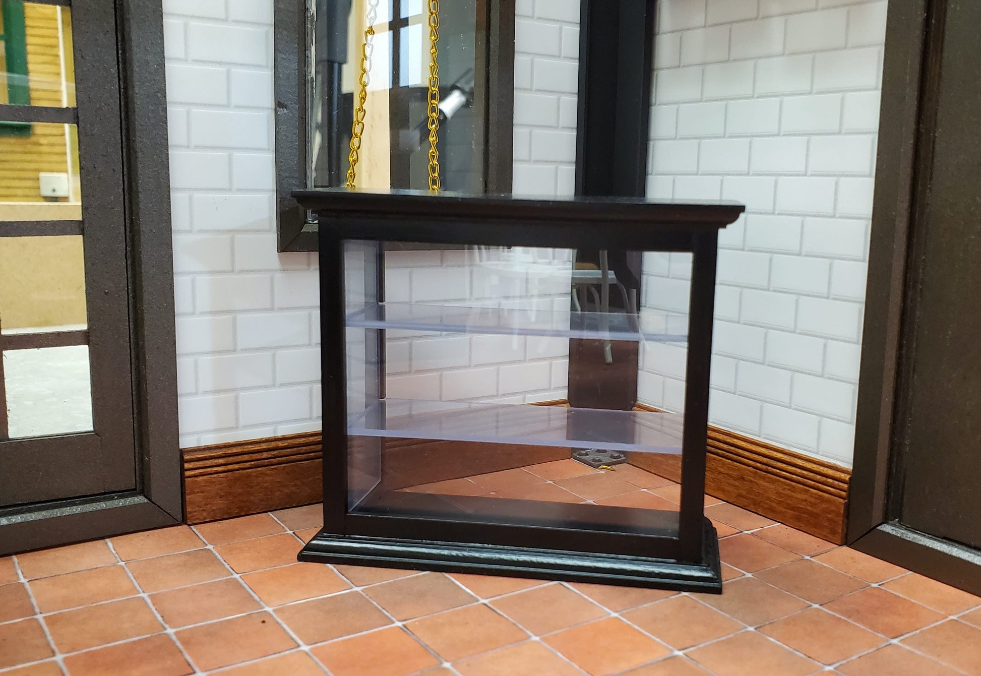 Dollhouse Tall Counter for Store or Shop Black Display Cabinet 1:12 Scale Miniature Furniture