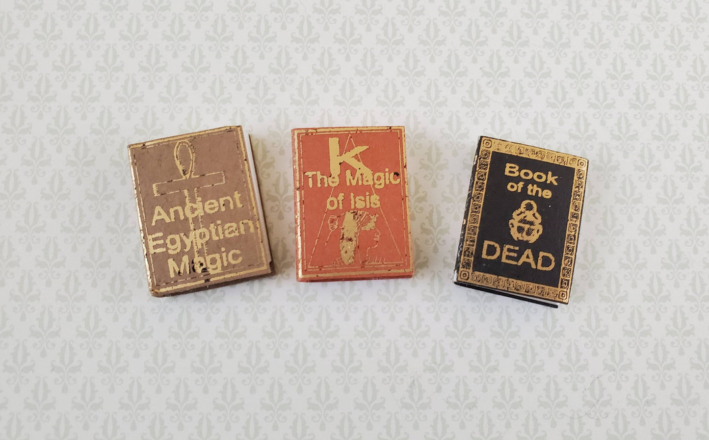 Dollhouse Miniature Books x3 Ancient Egyptian Magic Set 1:12 Scale (blank inside)