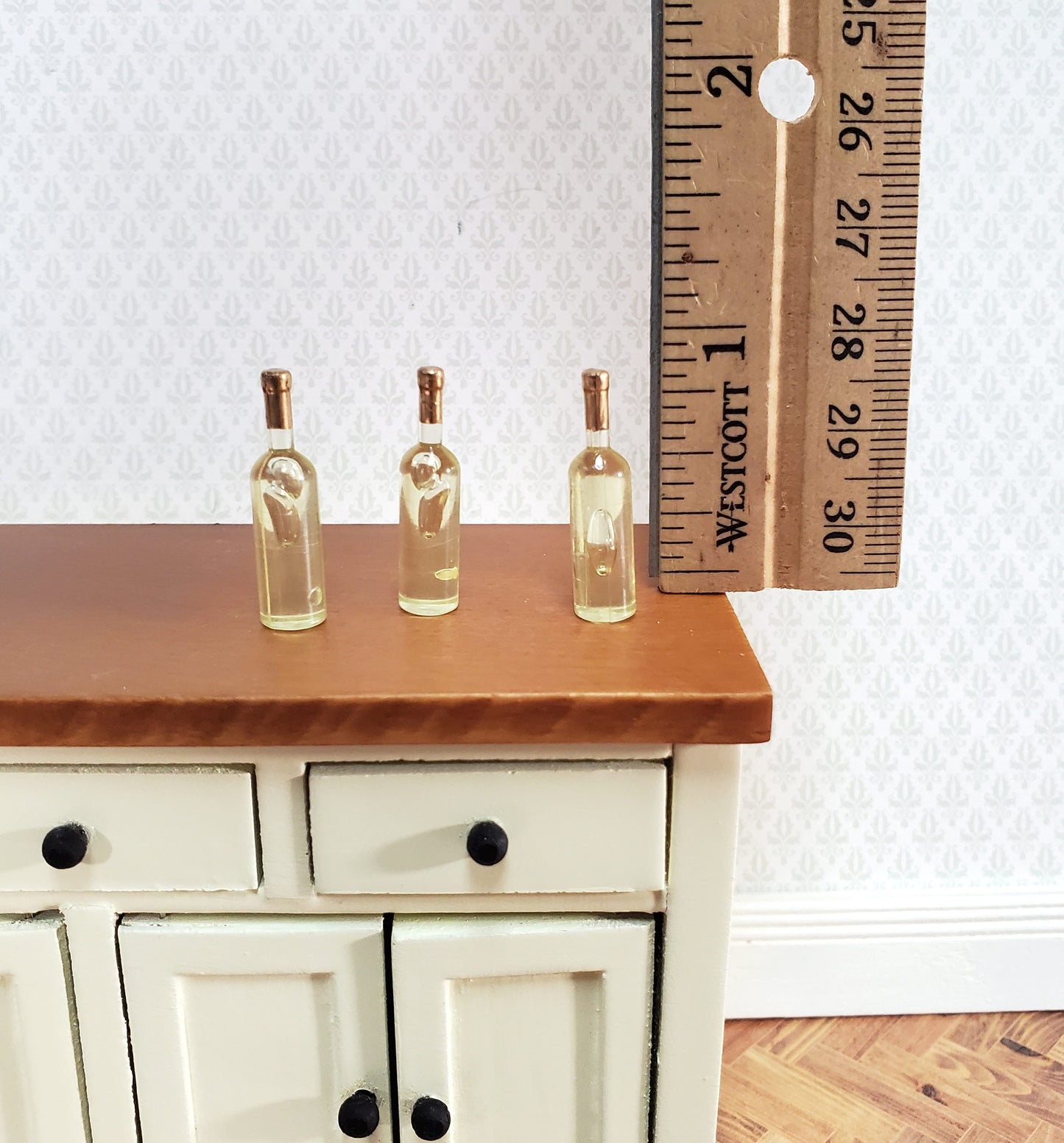 Dollhouse White Wine Bottles x3 Unlabeled Hudson River 1:12 Scale Miniatures
