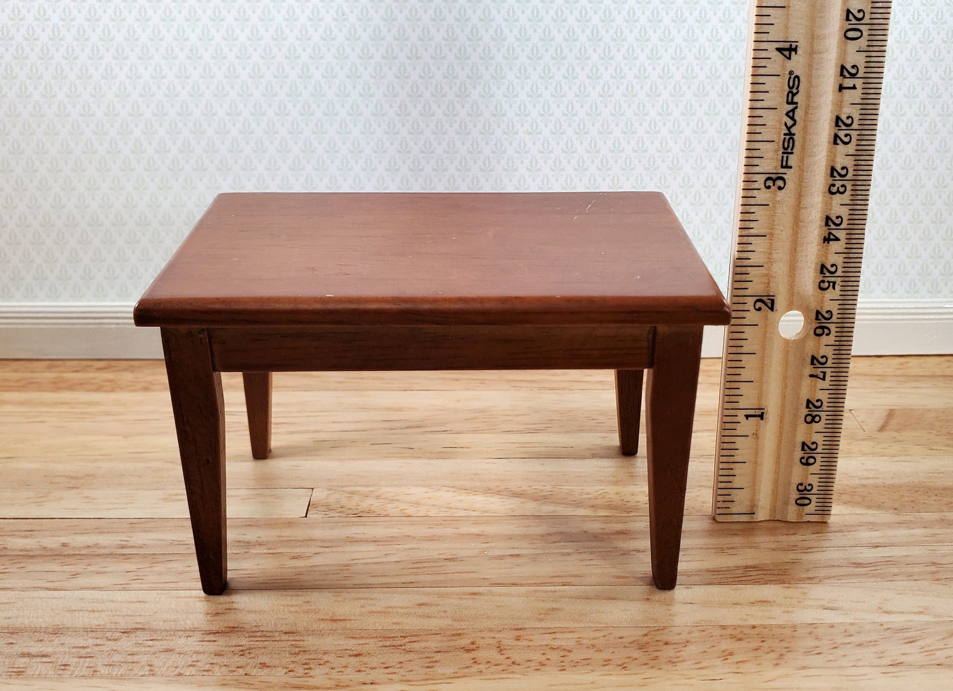 Dollhouse Kitchen Table with 4 Chairs Walnut Finish 1:12 Scale Miniature Furniture