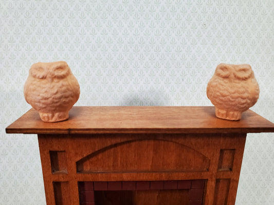 Dollhouse Owl Planters Terra Cotta Pots Set of 2 Unglazed 1:12 Scale Miniatures