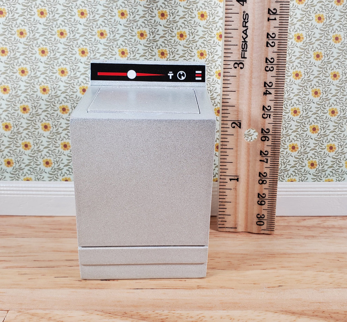 Dollhouse Washing Machine Silver Top Load Wash 1:12 Scale Modern Miniature
