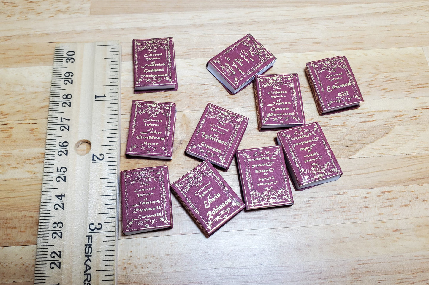 Dollhouse Miniature Book Set x20 Great Poets 1:12 Scale Books (blank inside)