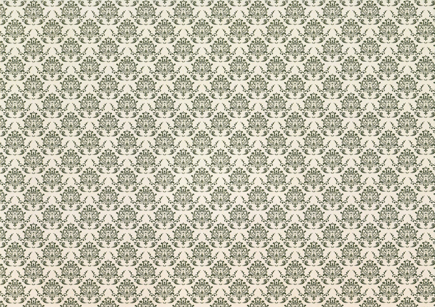 Dollhouse Wallpaper Beige Dark Green Damask 3 Sheets 1:12 Scale Miniature