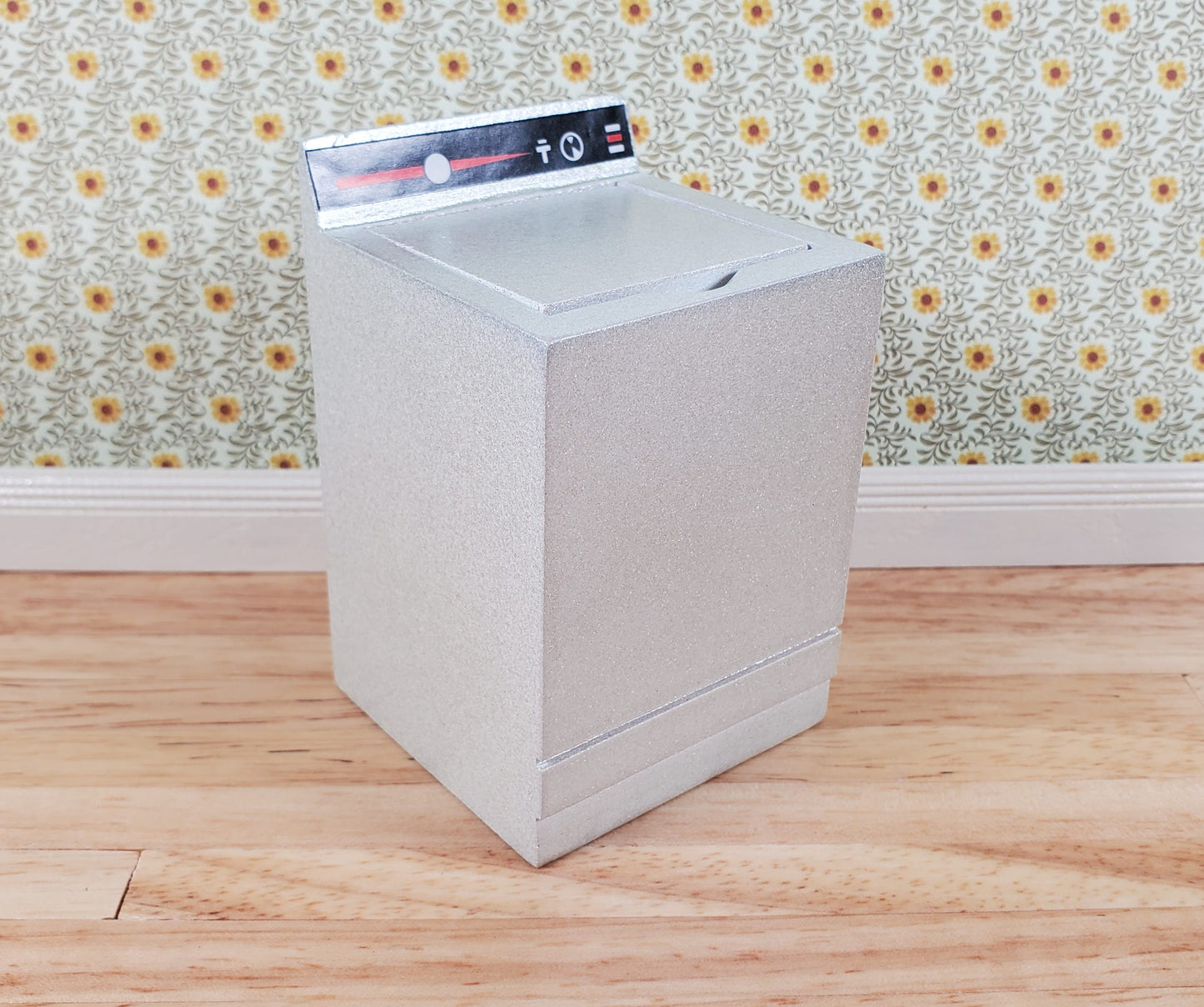 Dollhouse Washing Machine Silver Top Load Wash 1:12 Scale Modern Miniature