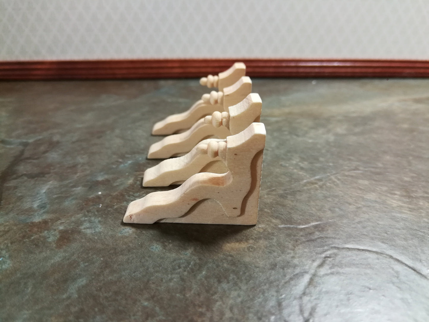 Dollhouse Miniature Wood Corbels or Brackets 1:12 Scale Set of 4