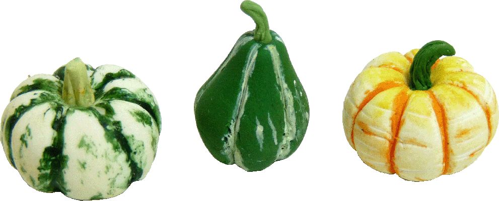 Dollhouse Set of 3 Gourds 1:12 Scale Miniature Food Kitchen Fall Grocery