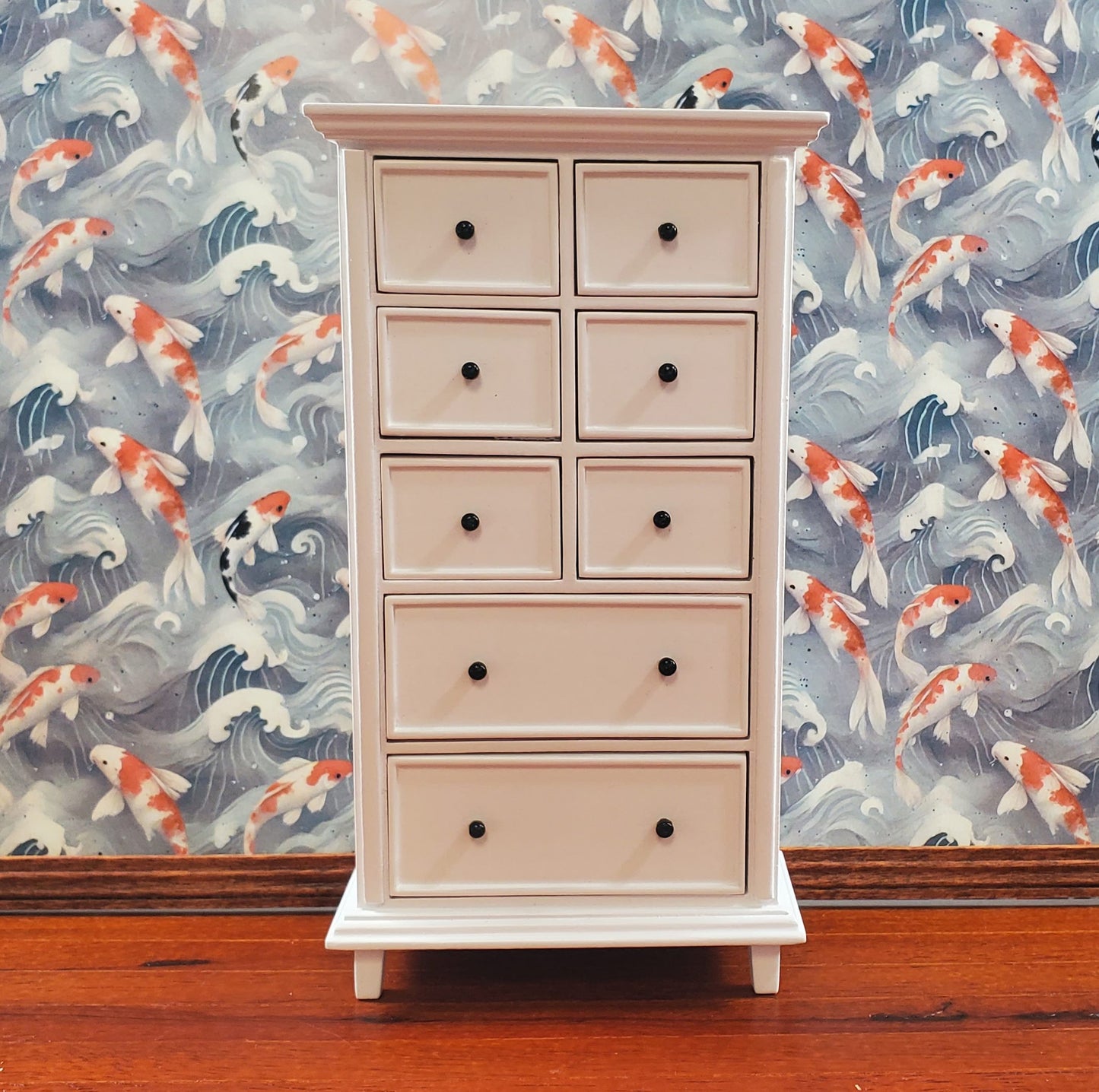 JBM Dollhouse Tall Dresser Country Style White Finish 1:12 Scale Furniture