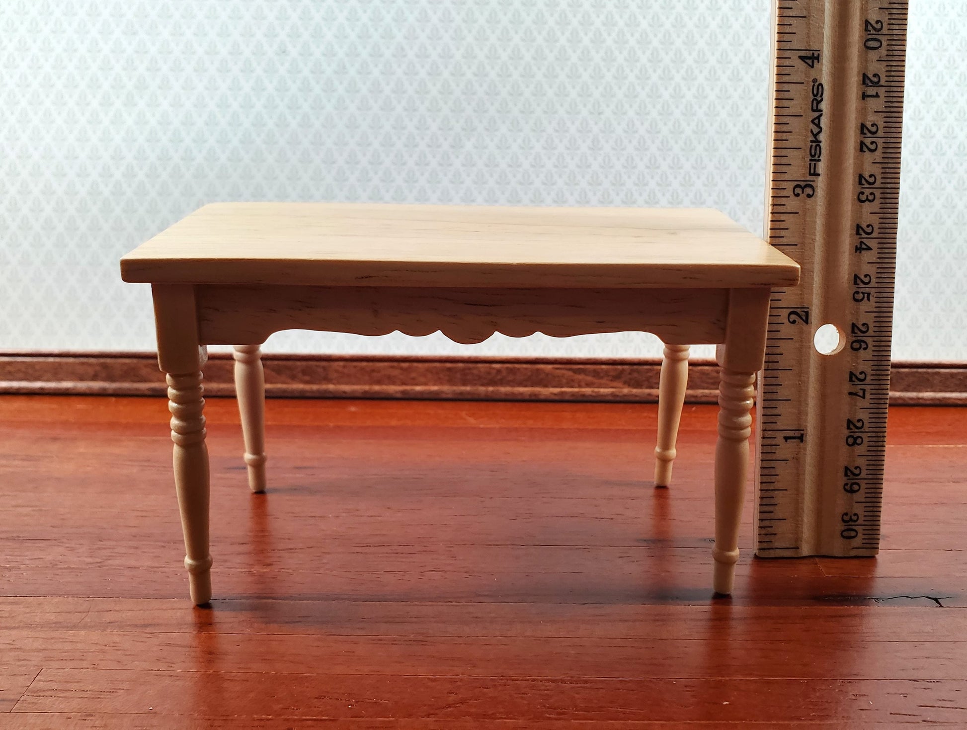 Dollhouse Kitchen Table & 4 Chairs Set Light Oak Finish 1:12 Scale Miniature Furniture