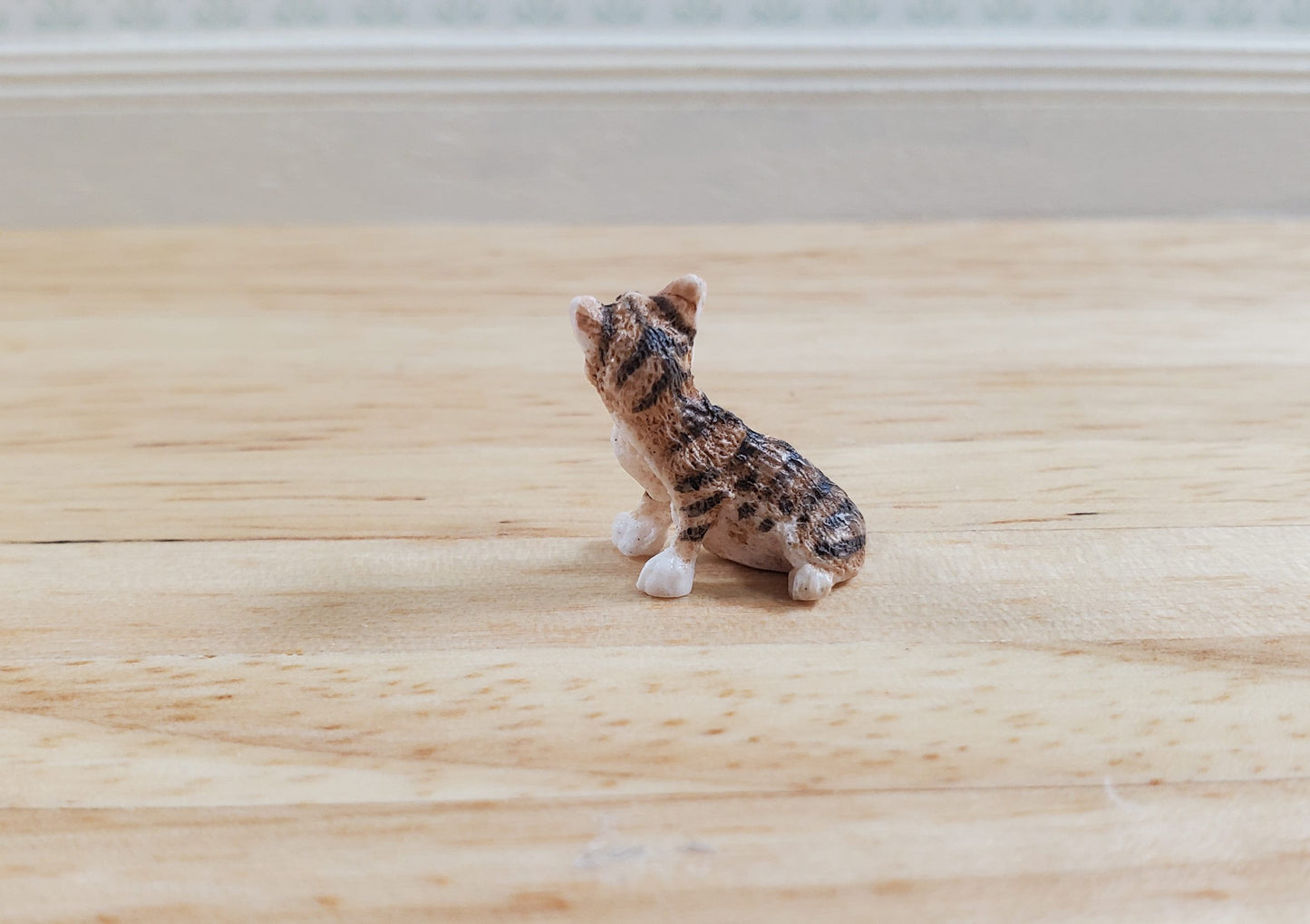 HALF SCALE Tiny Brown Tabby Sitting 1:24 Scale by Falcon Miniatures