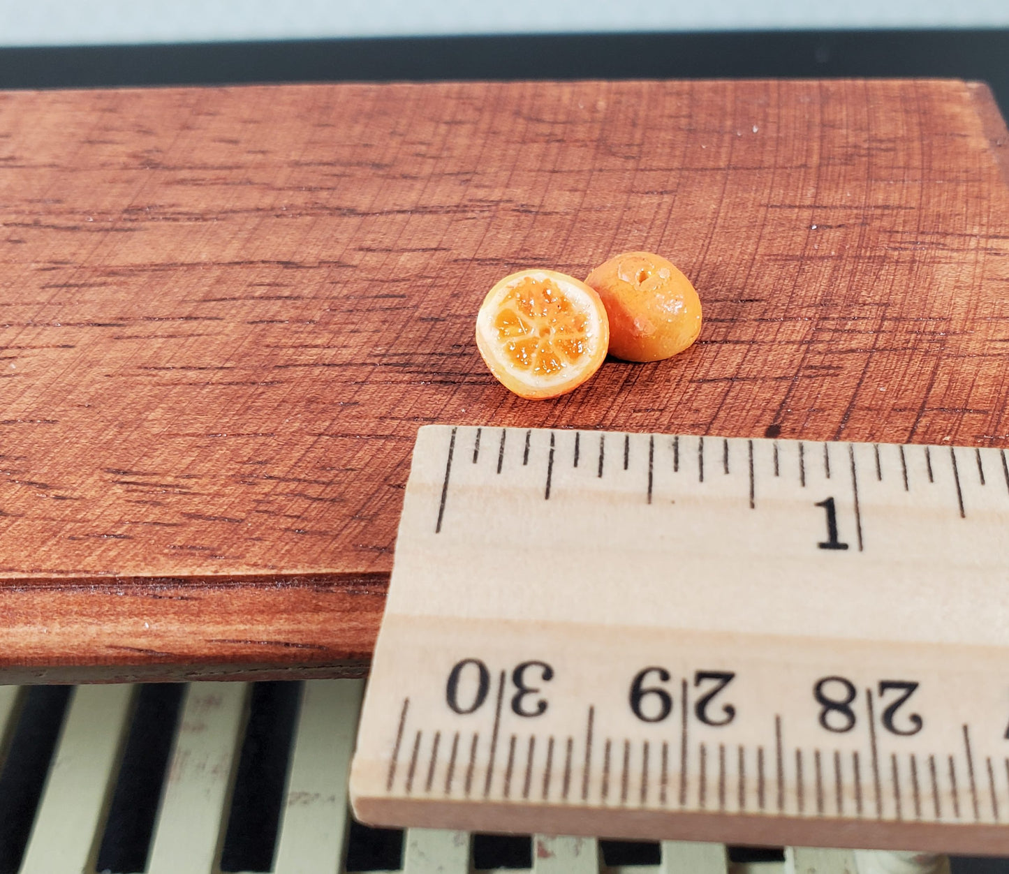 Dollhouse Orange Halves 2 Pieces 1:12 Scale Miniature Food Handmade