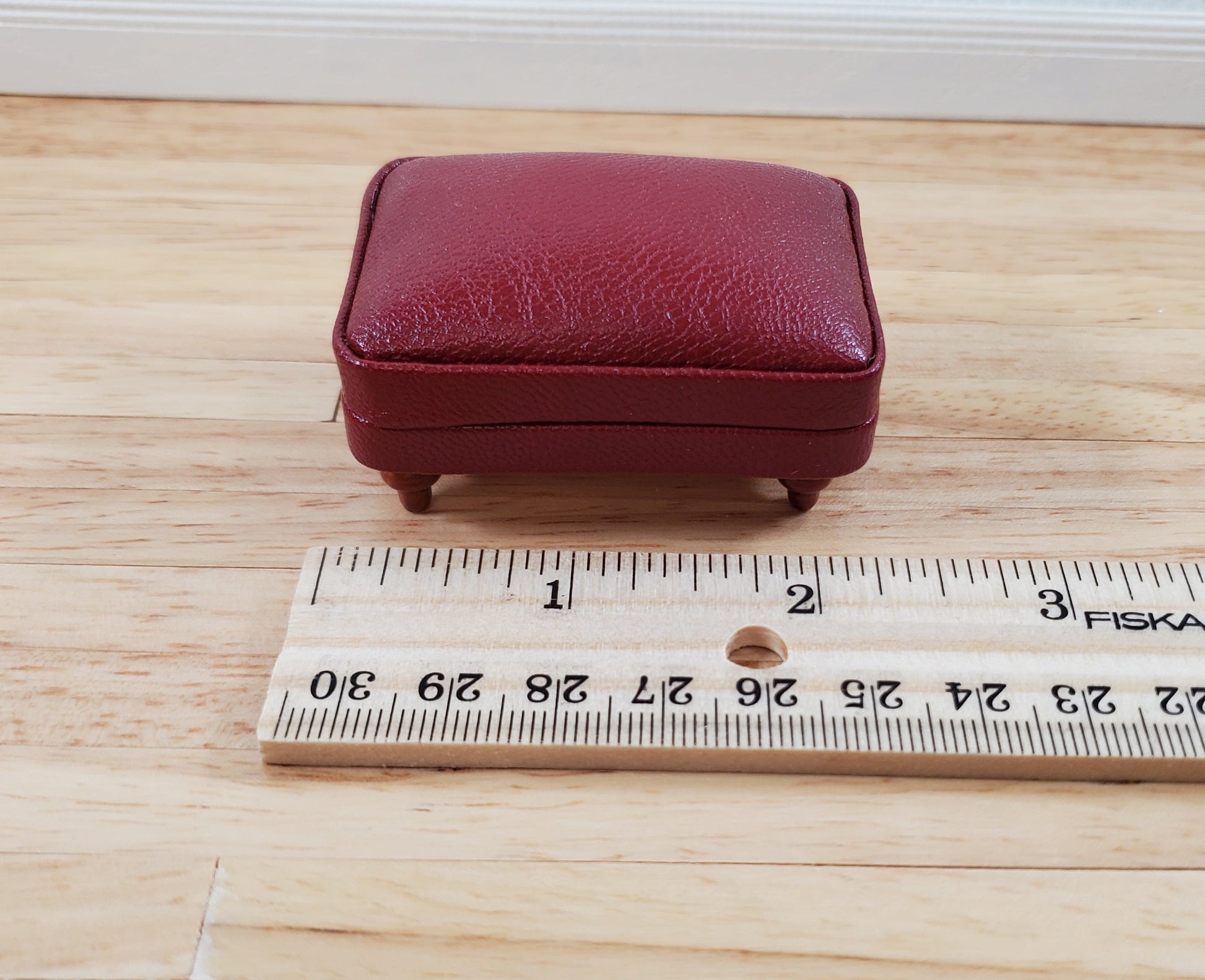 Dollhouse Miniature Footstool Ottoman Burgundy 1:12 Scale Miniature Furniture