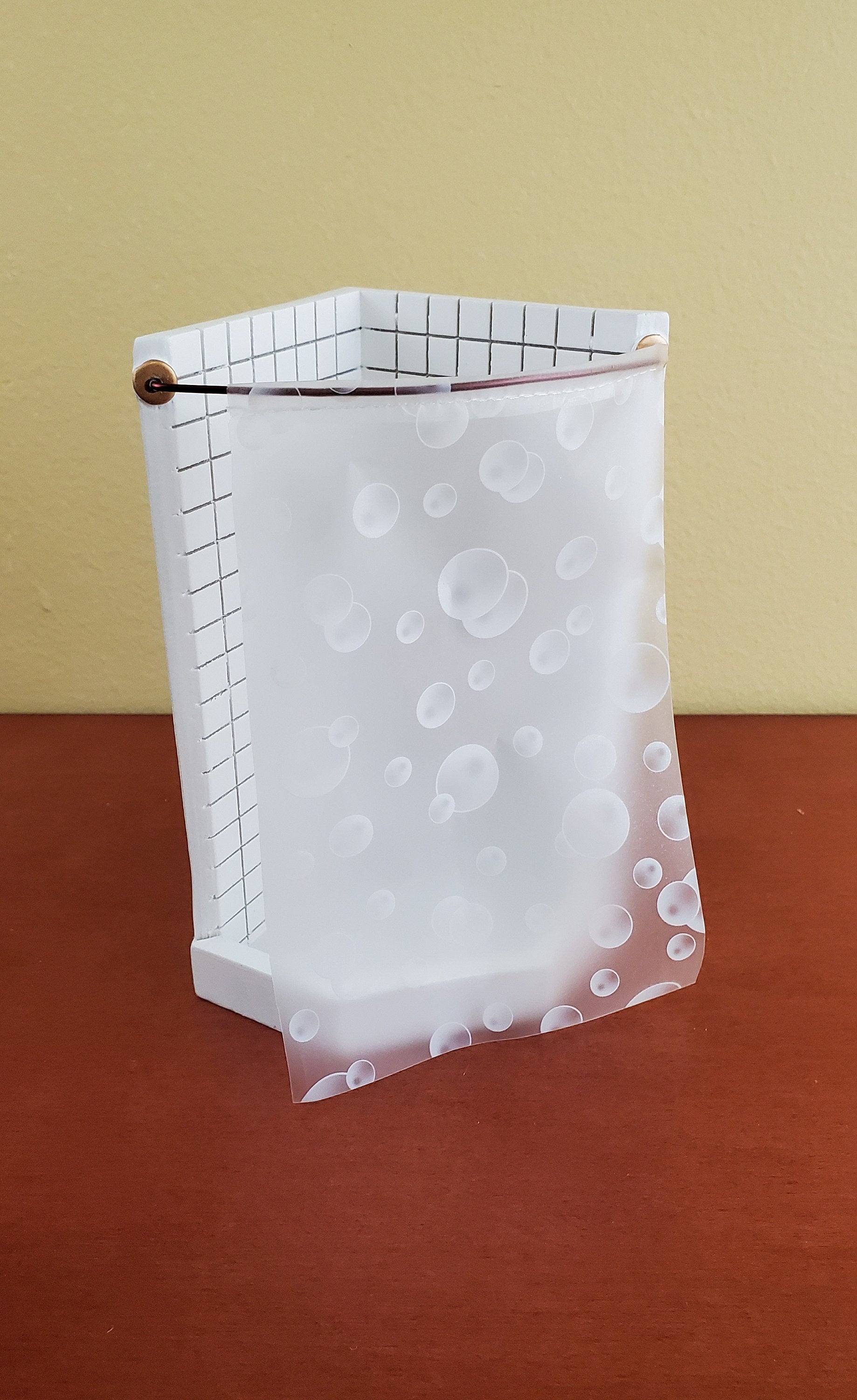 Dollhouse Corner Shower Modern 1:12 Scale Miniature Bathroom White Tile