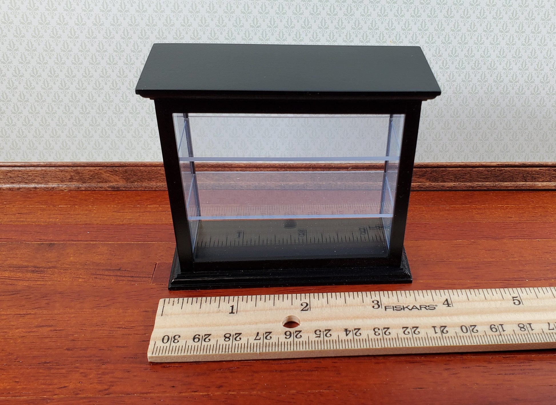 Dollhouse Tall Counter for Store or Shop Black Display Cabinet 1:12 Scale Miniature Furniture