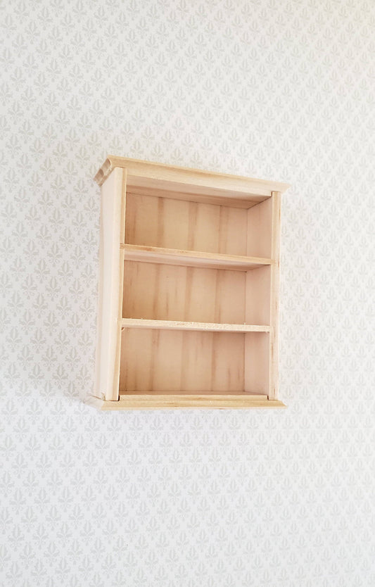 Dollhouse Miniature Hanging Shelf or Half Scale Bookcase 1:12 Scale Furniture Barewood