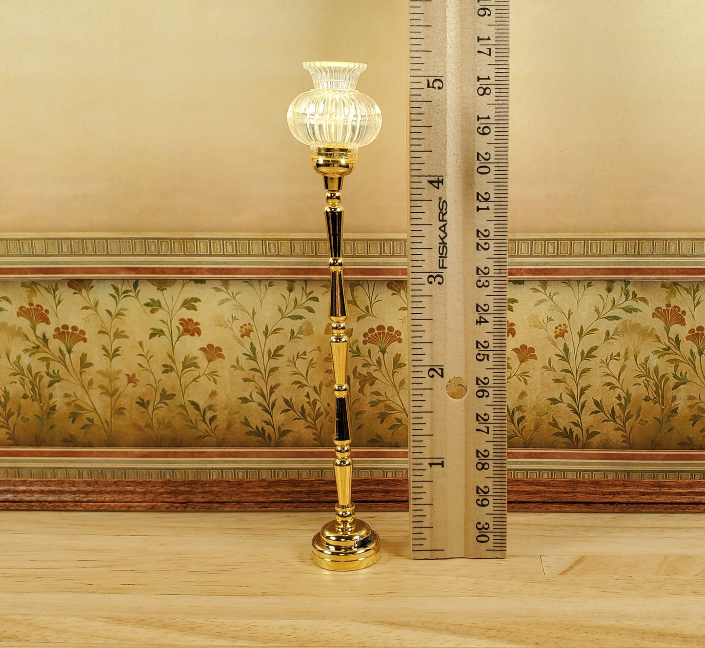 Dollhouse Tall Floor Lamp Battery Light Torchiere 1:12 Scale Miniature