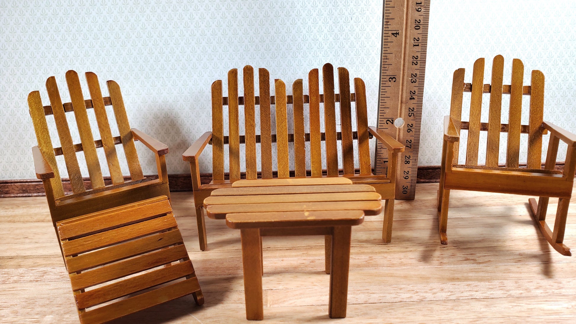 Dollhouse Adirondack Set Chair Rocker Table ++ 1:12 Scale Miniature Furniture
