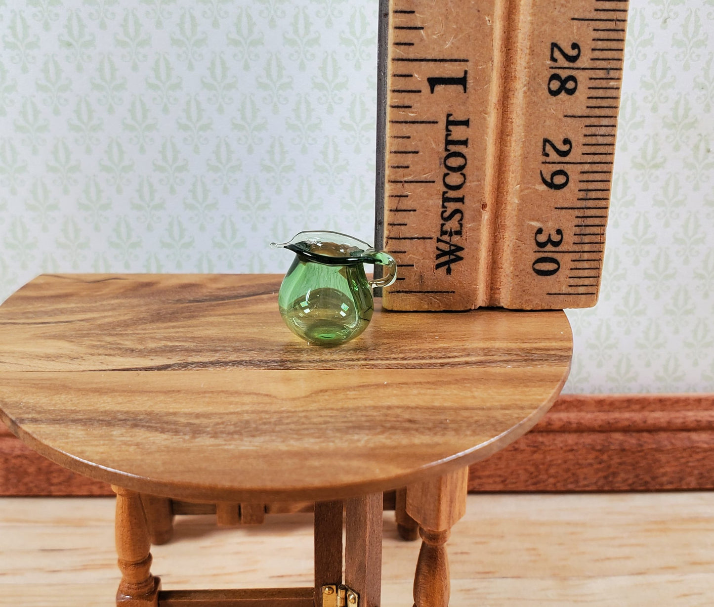 Dollhouse HALF SCALE Small Green Glass Pitcher 1:24 Miniature Kitchen