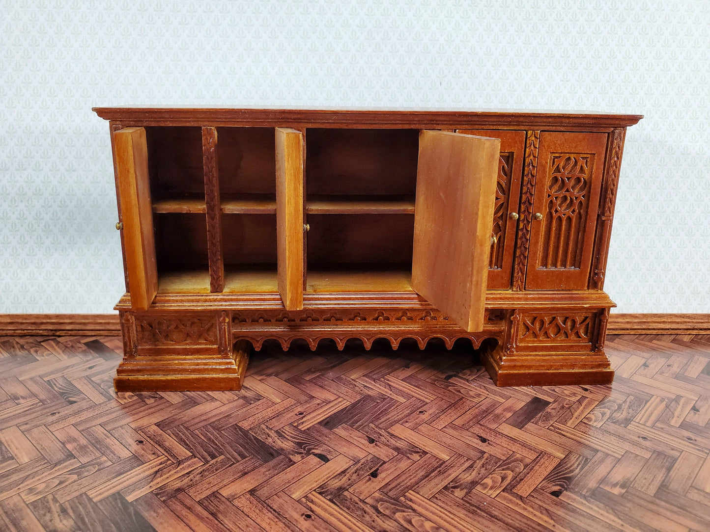 JBM Dollhouse Credenza Buffet Gothic Tudor 17th Century 1:12 Scale Furniture