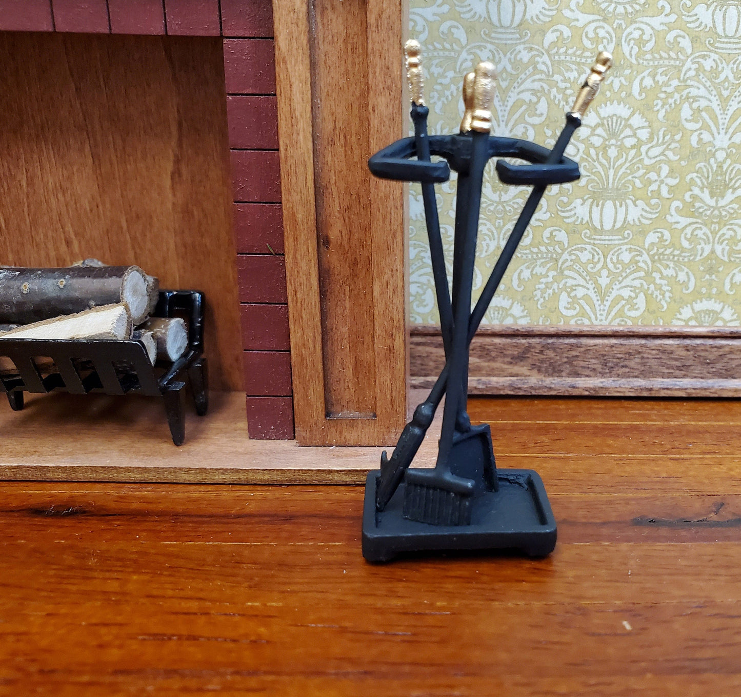 Dollhouse Fireplace Accessory Set Shovel Broom Poker Black 1:12 Scale Miniature