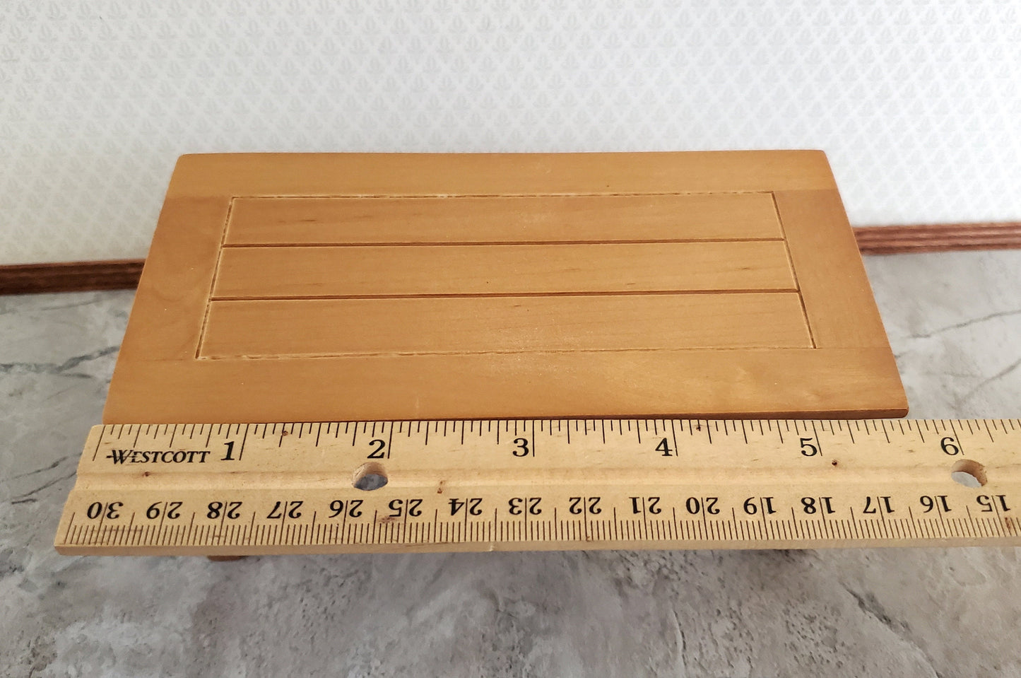 Dollhouse Large Kitchen or Prep Table Light Walnut Finish 1:12 Scale Miniature Furniture