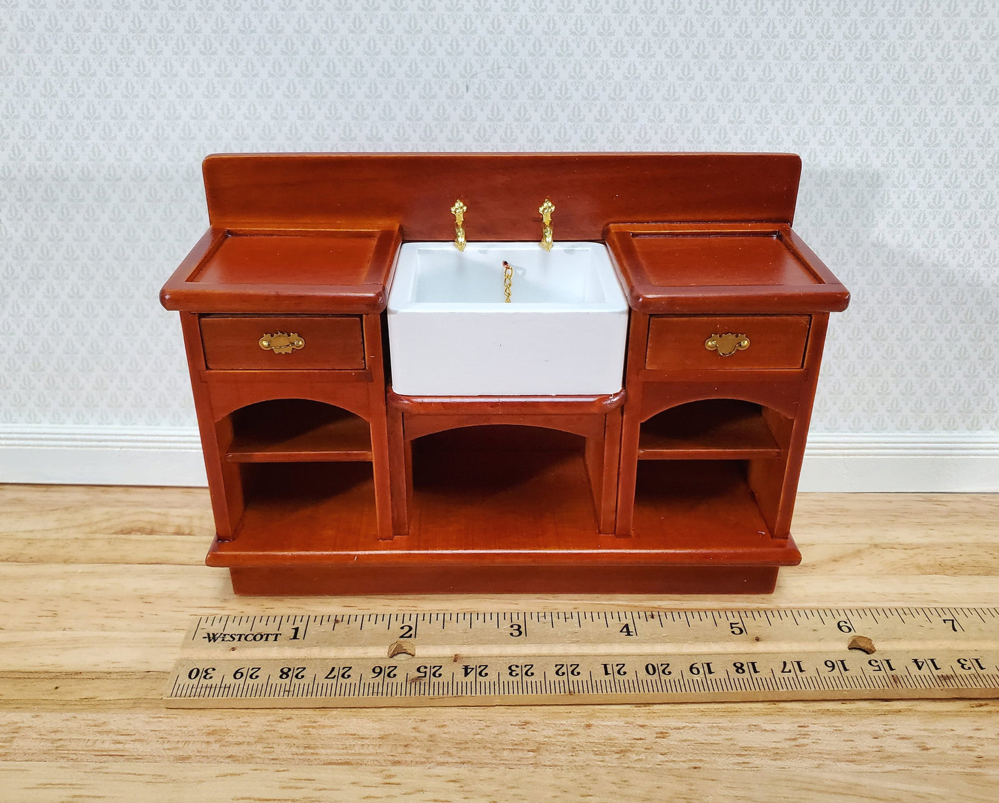 Dollhouse Kitchen Sink Cabinet with Drawers 1:12 Scale Miniature Wood Furniture