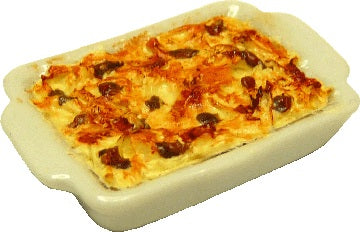 Dollhouse Bread Pudding in a Casserole Dish 1:12 Scale Miniature Food