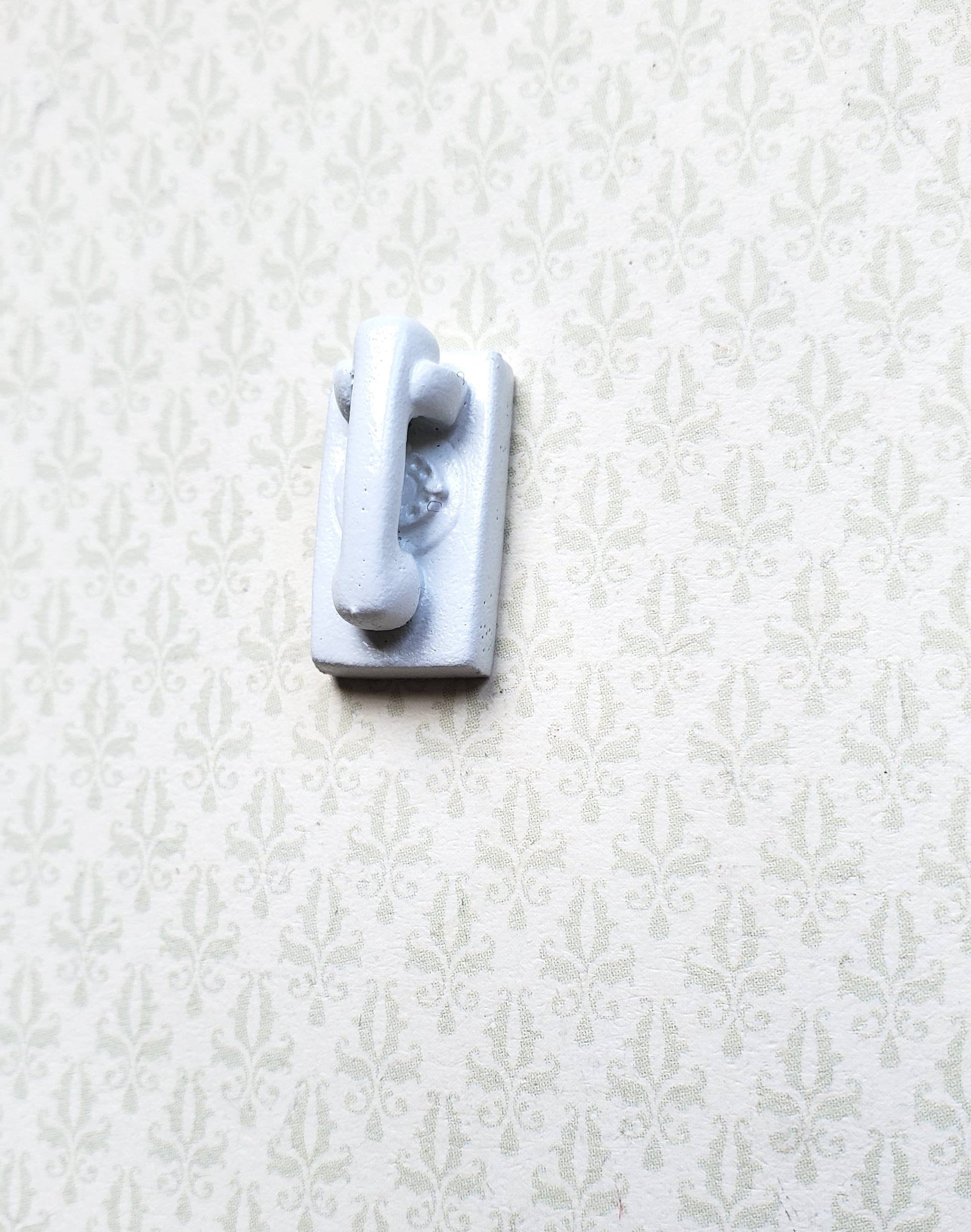 Dollhouse Miniature Wall Telephone Modern 1970s 80s Corded Push Button 1:12 Scale Phone
