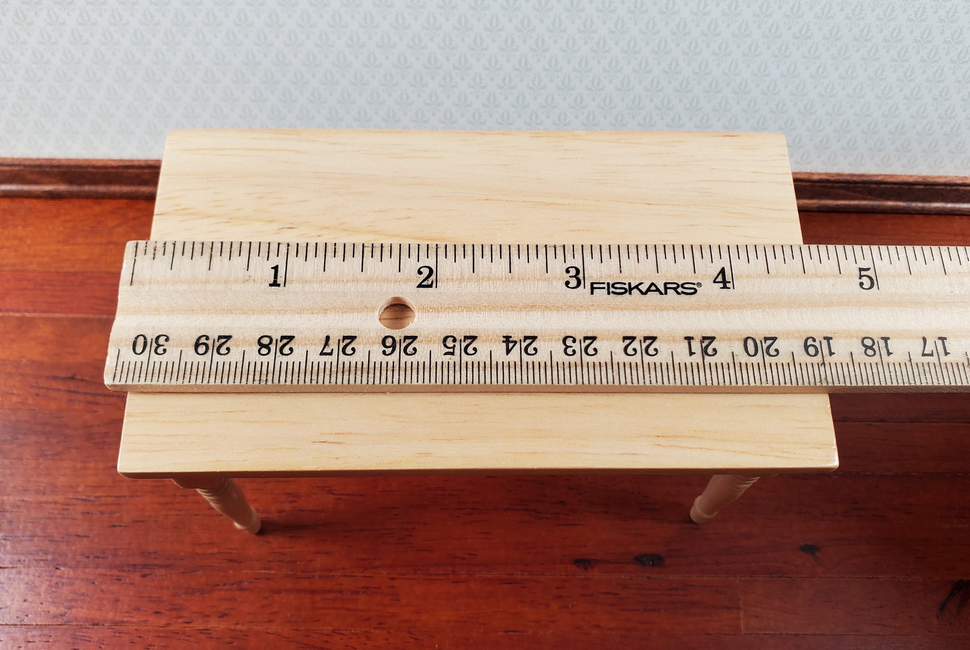 Dollhouse Kitchen Table & 4 Chairs Set Light Oak Finish 1:12 Scale Miniature Furniture