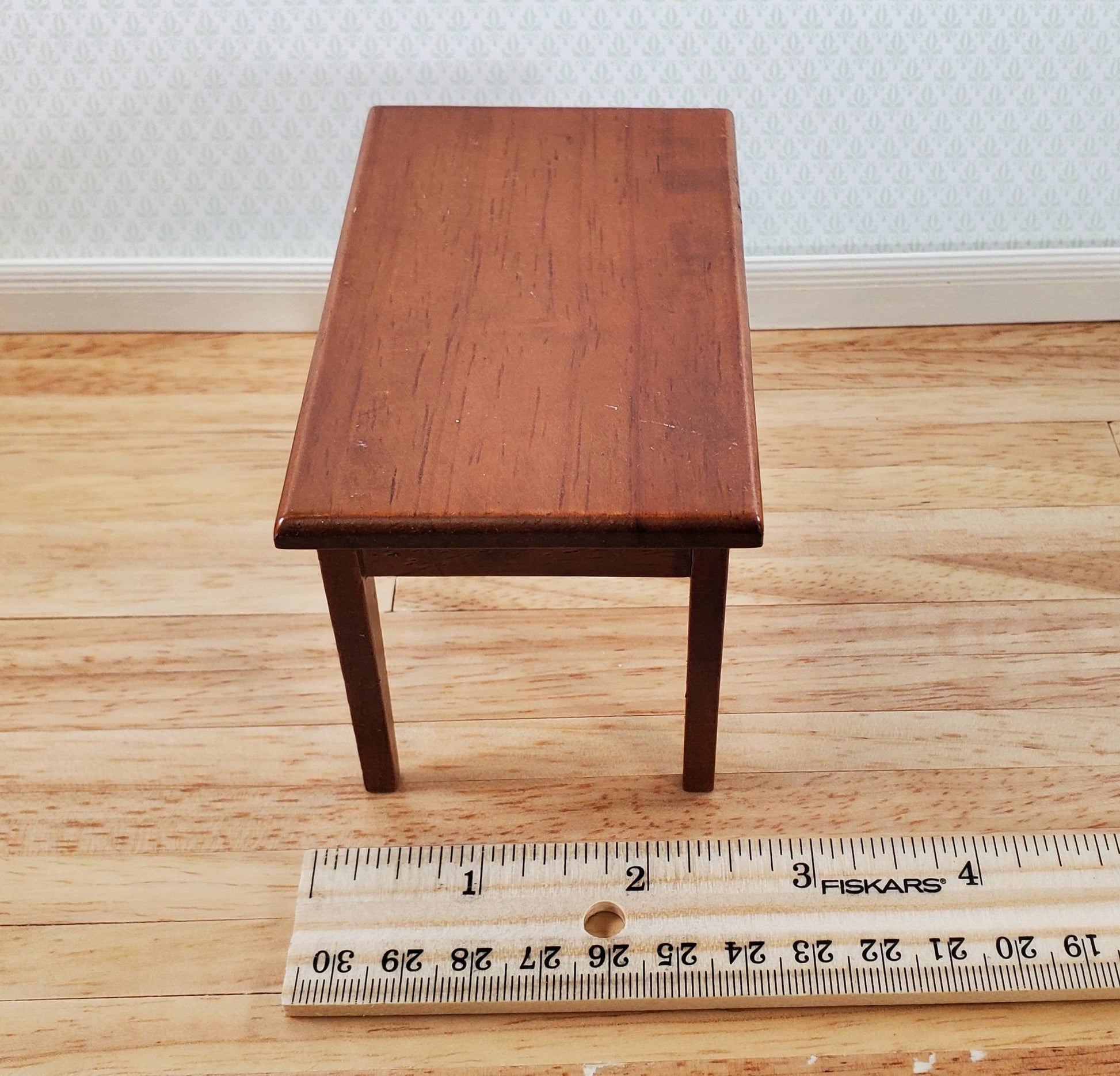 Dollhouse Kitchen Table with 4 Chairs Walnut Finish 1:12 Scale Miniature Furniture