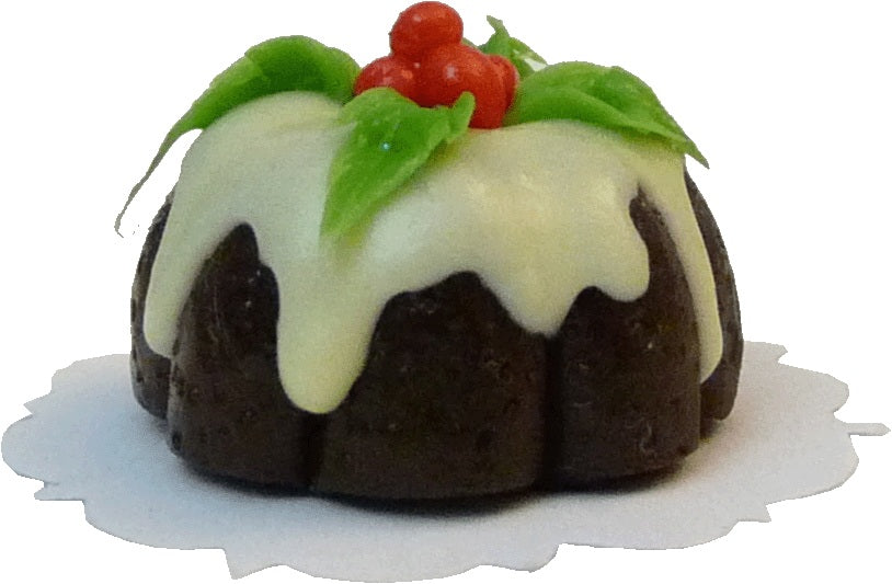 Dollhouse Christmas Plum Pudding Cake 1:12 Scale Miniature Dessert Food Bakery