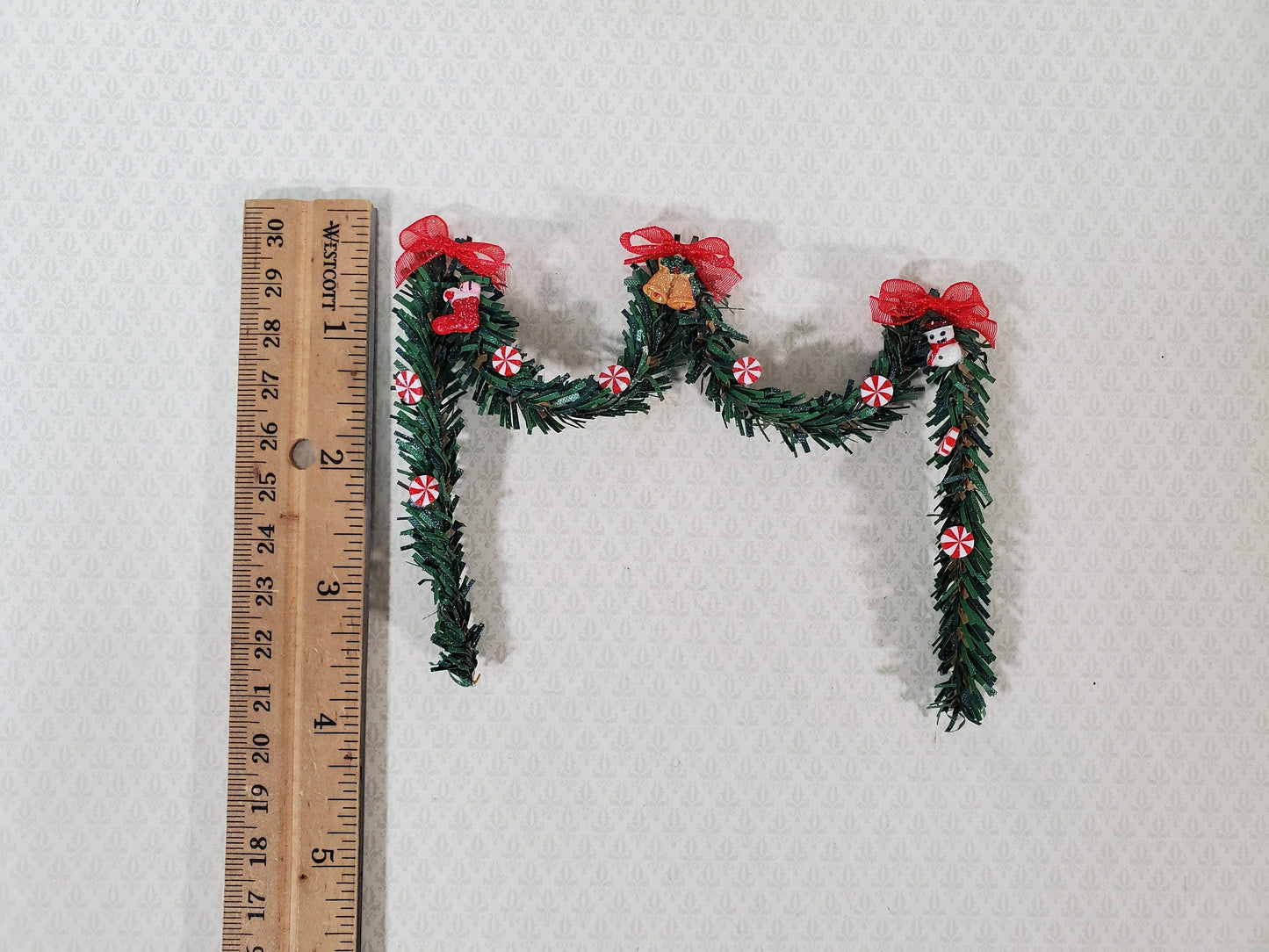 Miniature Christmas Garland Holiday Swag 1:12 Scale Dollhouse Handmade