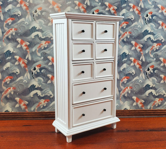 JBM Dollhouse Tall Dresser Country Style White Finish 1:12 Scale Furniture