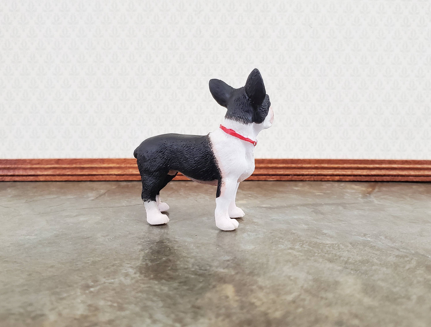 Miniature Dog Boston Terrier Black & White 1:12 Scale Pet