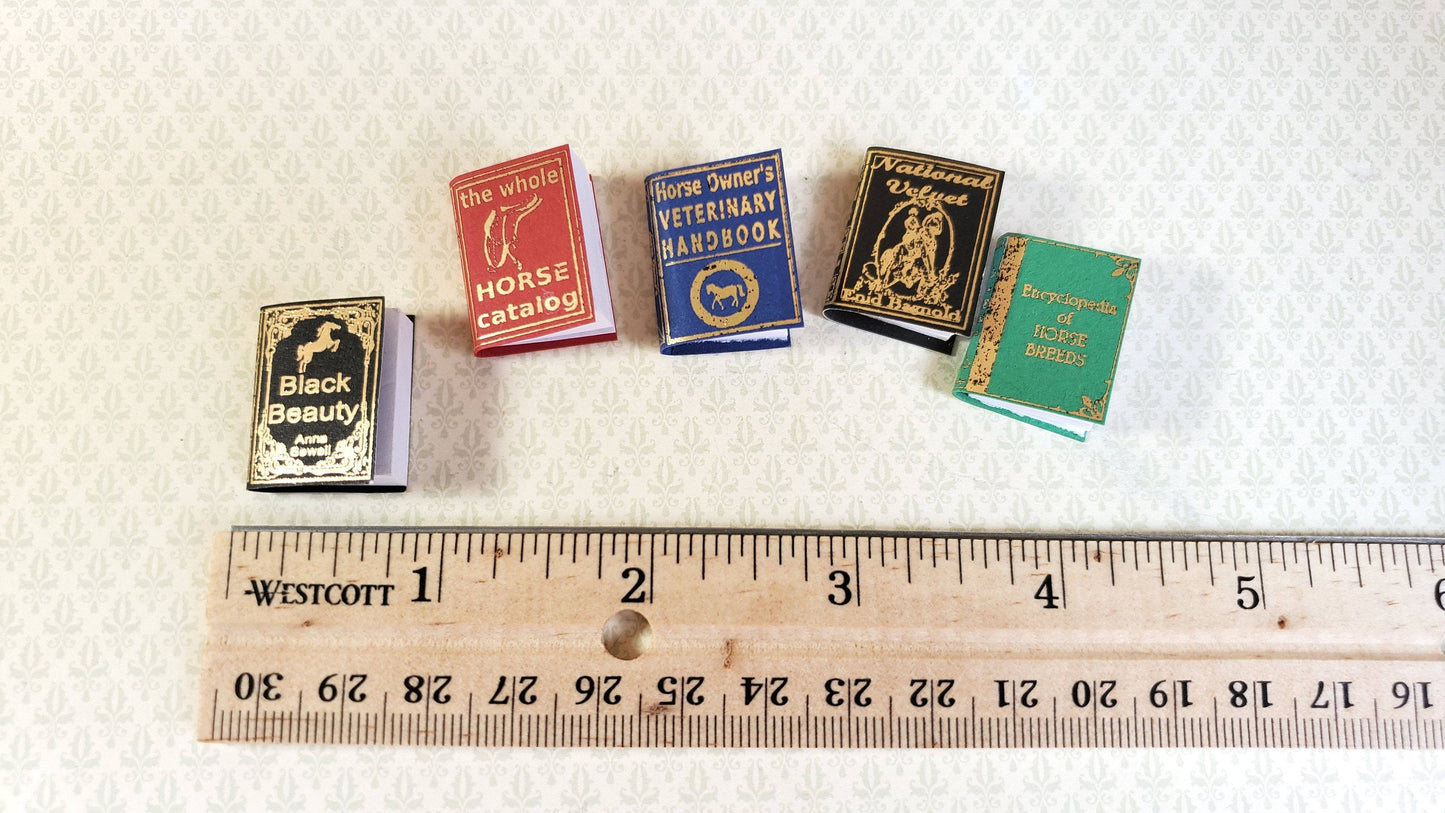 Dollhouse Miniature Book Set x5 Horse Lovers Set 1:12 Scale (blank inside)