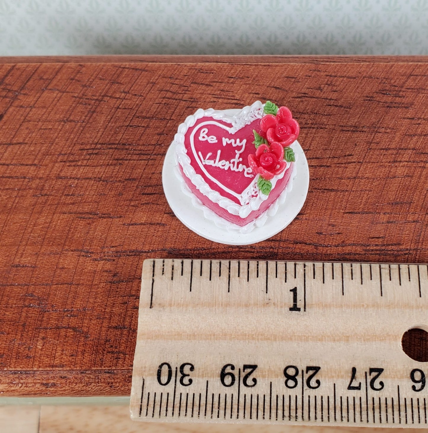Dollhouse Red Cake Valentines Day Heart Shaped 1:12 Scale Miniature Dessert Food