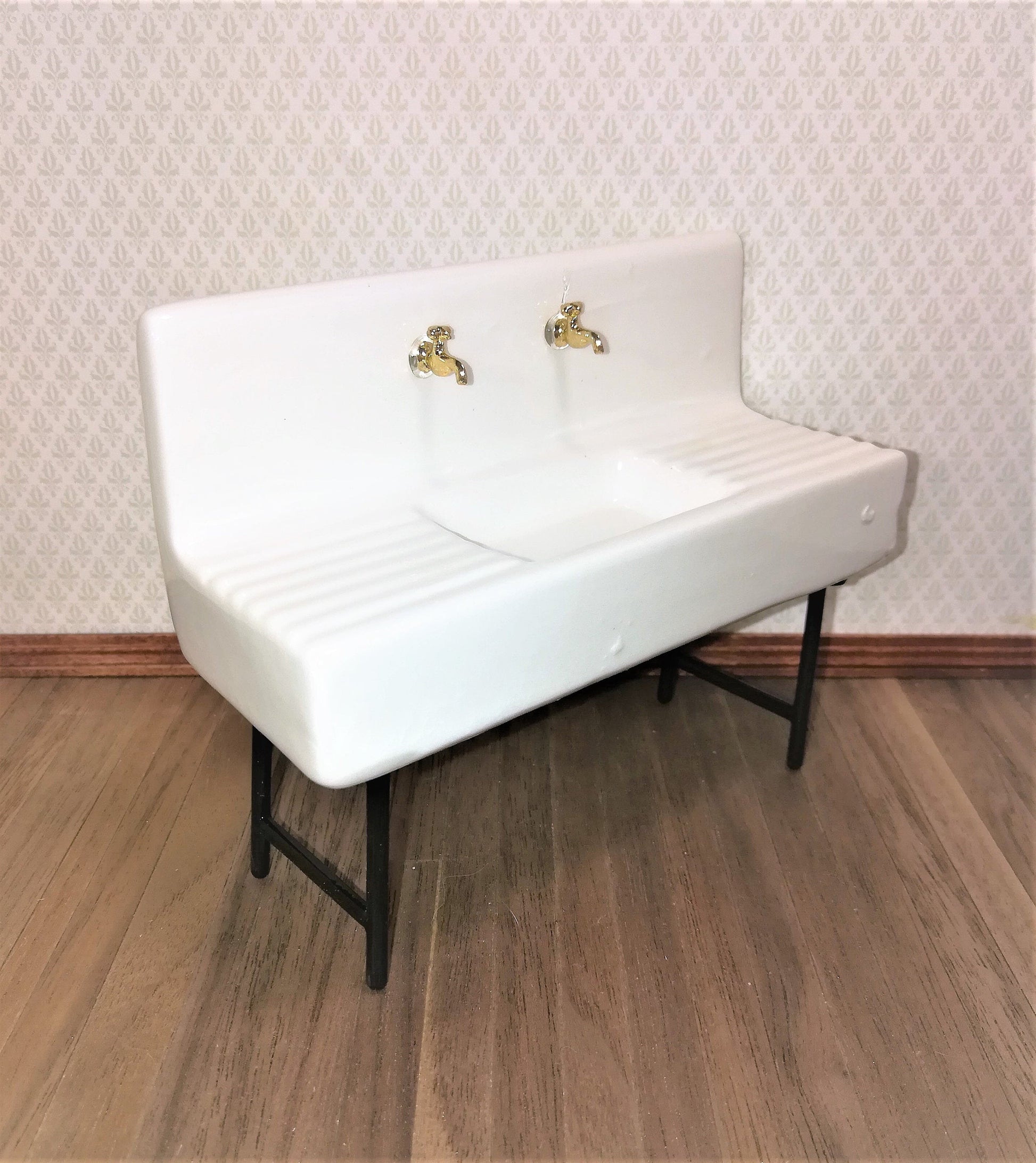 Dollhouse Miniature Sink White Ceramic Kitchen or Utility Room 1:12 Scale