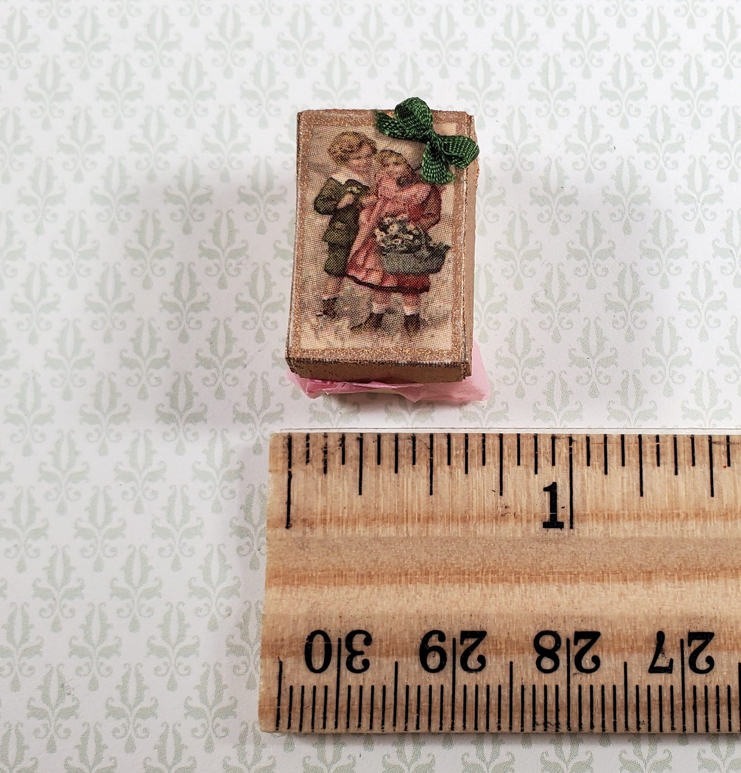 Dollhouse Toy Top in Gift Box Handmade Wood 1:12 Scale Miniature Nursery