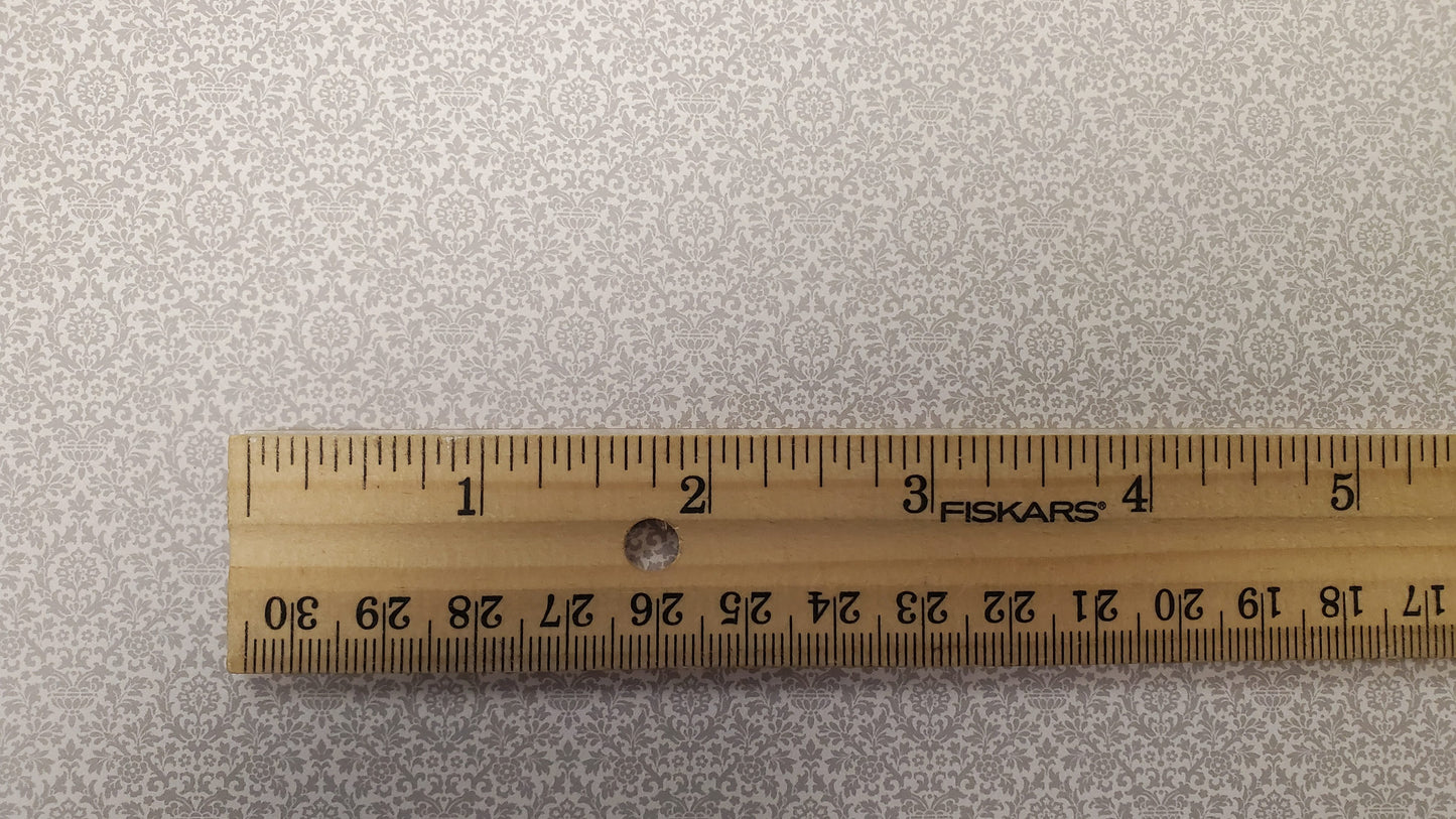 Dollhouse Wallpaper Essex Damask Gray Pewter Bradbury & Bradbury 1:12 Scale