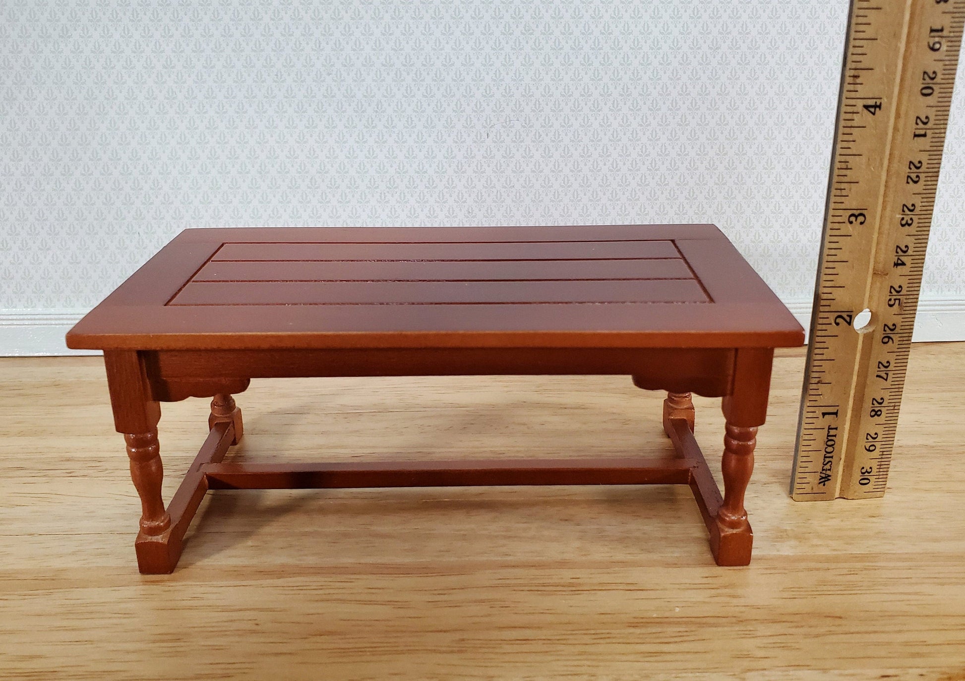 Dollhouse Kitchen or Prep Table Large Wood Medium Finish 1:12 Scale Miniature Furniture