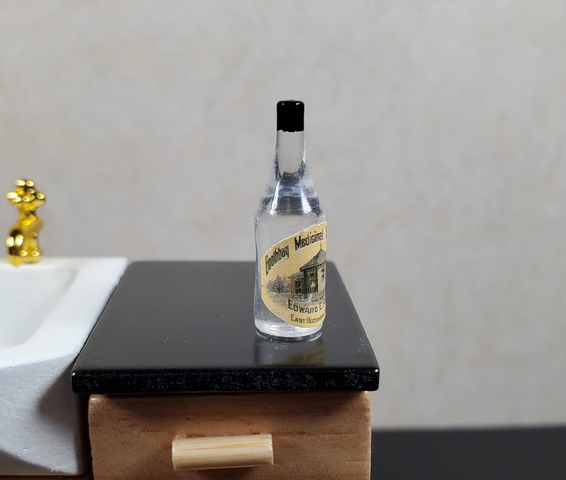 Dollhouse Booth Bay Medicinal Spring Water Bottle Vintage Style 1:12 Scale