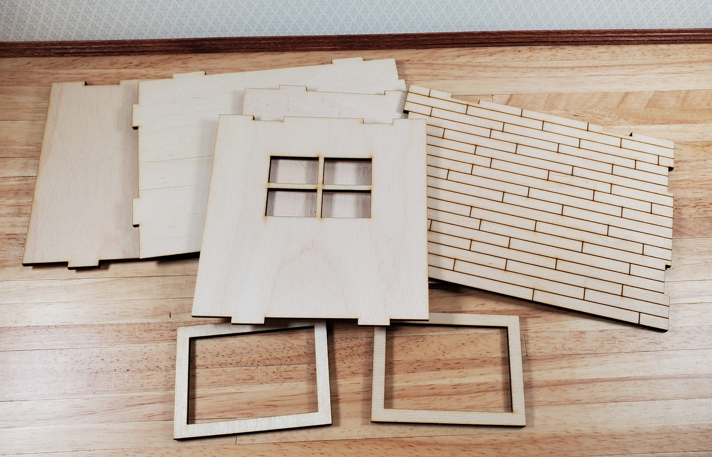 Half Scale Room Box DIY Kit Small Diorama Window Wood Floor 1:24 Miniature 6x4.5