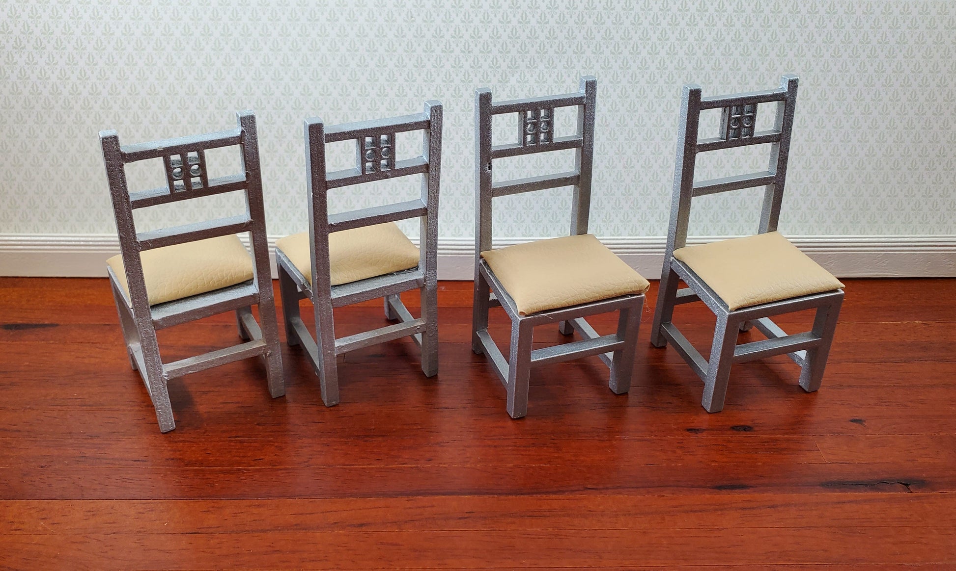 Dollhouse Dining Room Table and 4 Chairs Modern Style 1:12 Scale Miniature Furniture