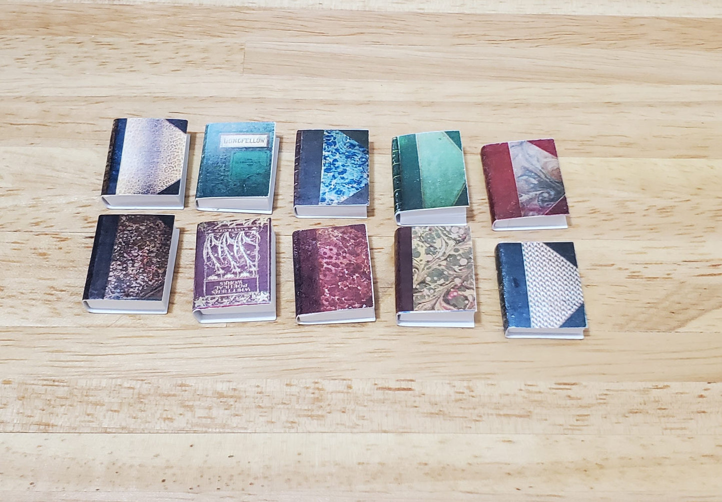 Dollhouse Book Set x10 Antique Style Set #4 1:12 Scale (blank inside) Handmade