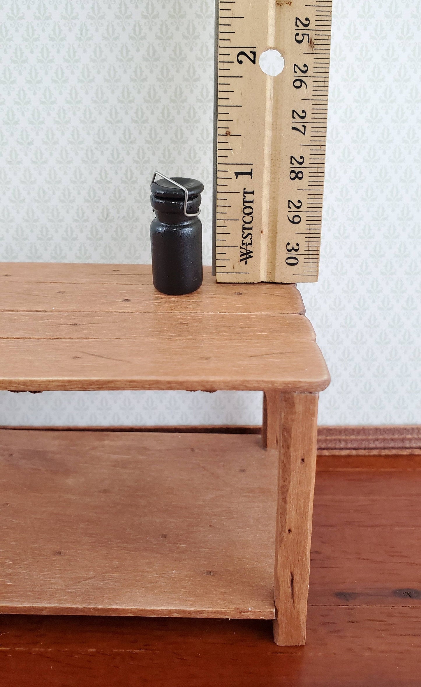 Dollhouse Miniature Canning Jar Large Black Glass with Lid 1:12 Scale