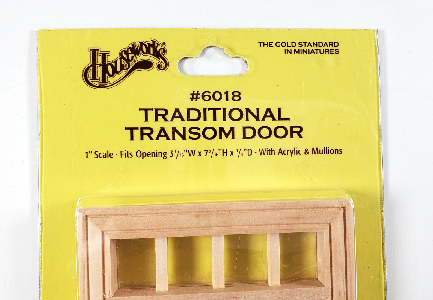 Dollhouse Exterior Door with Transom Window 1:12 Scale Houseworks #6018