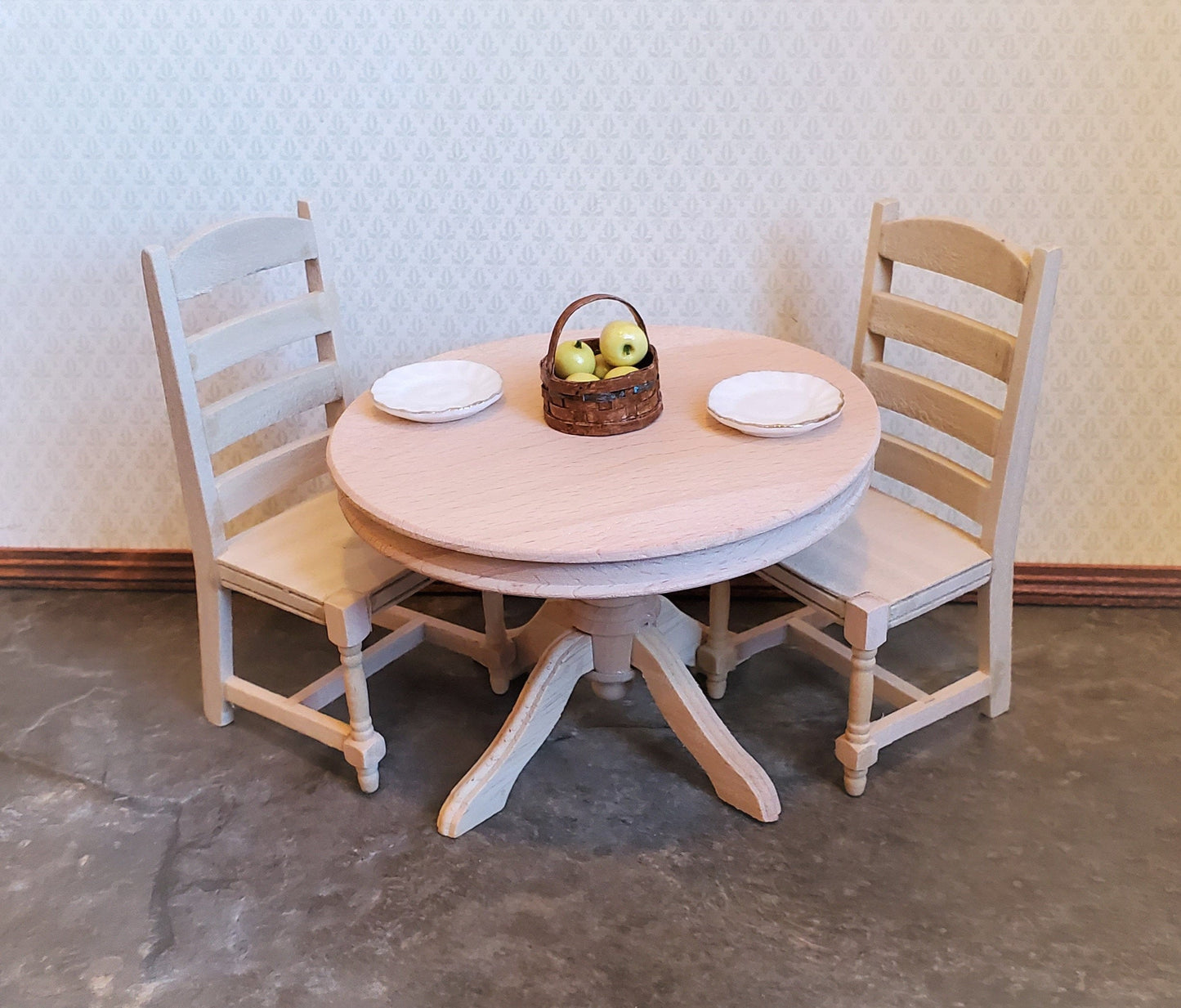 Dollhouse Miniature Table Round Pedestal Unfinished 1:12 Scale Kitchen Dining Room